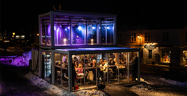 Så här såg det ut under Gastronomy Week 2019. Pop up-restaurangen är placerad på torget i Åre.