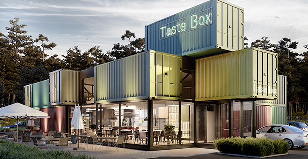 Bistro Box har byggts av bland annat containrar