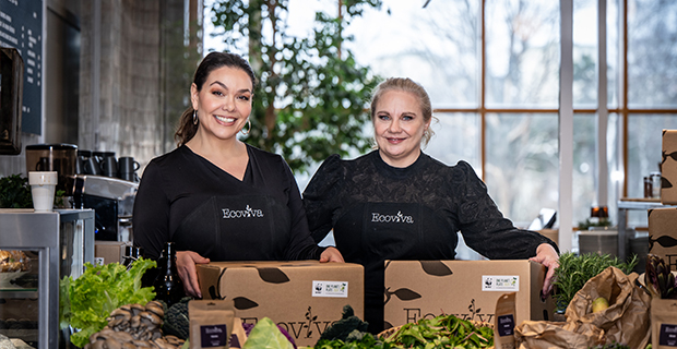 Grundarna av Ecoviva Amina Bergendahl och Annika Kristoffersson som lanserar världens första matkasse som klarar WWFs One Planet Plate-krav.