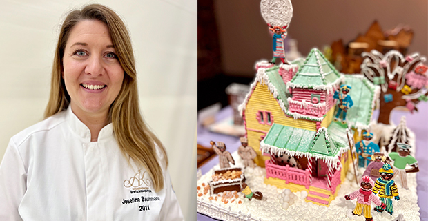 Konditor Josefine Baummann är med i juryn för ArkDes pepparkakshusutställning.