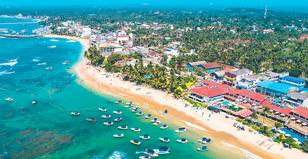 Hotellen på Hikkaduwa beach på Sri Lanka