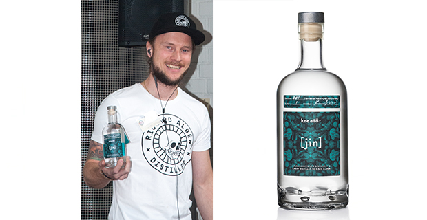 Craft distiller Rickard Aldén med nyheten Kreatör [jin] från Mackmyra på Stockolm Beer and whiskyfestival idag.
