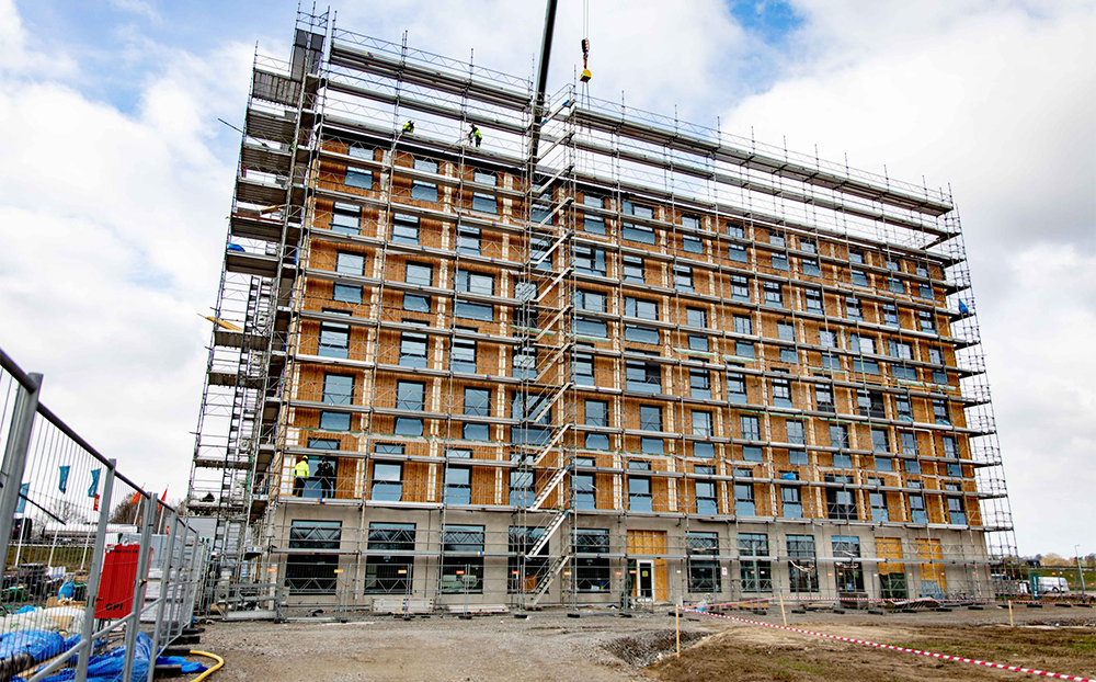 196 moduler kommer att bli 151 nya hotellrum i det första av 20 planerade Stopover-hotell. Foto: Moelven
