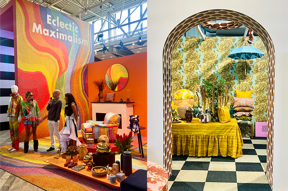 Eklektisk Maximalism på entrétorget presenterades modedesignern Maxjenny Forslund och trendanalytikern Jan Rundgren. Här tillsammans medSonja Björk Ebert, projektledare Formex.
