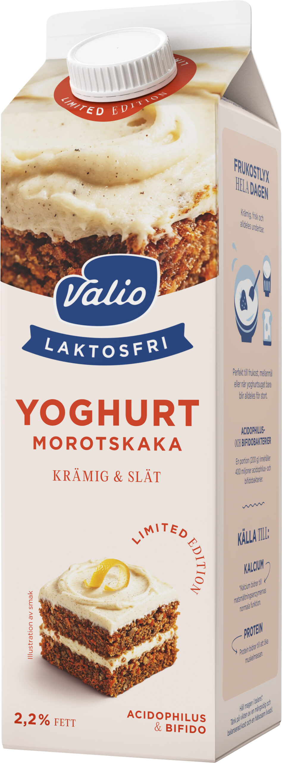Valio Laktosfri Yoghurt Morotskaka Limited Edition lanseras samtidigt som Vanilj Kanelbulle.