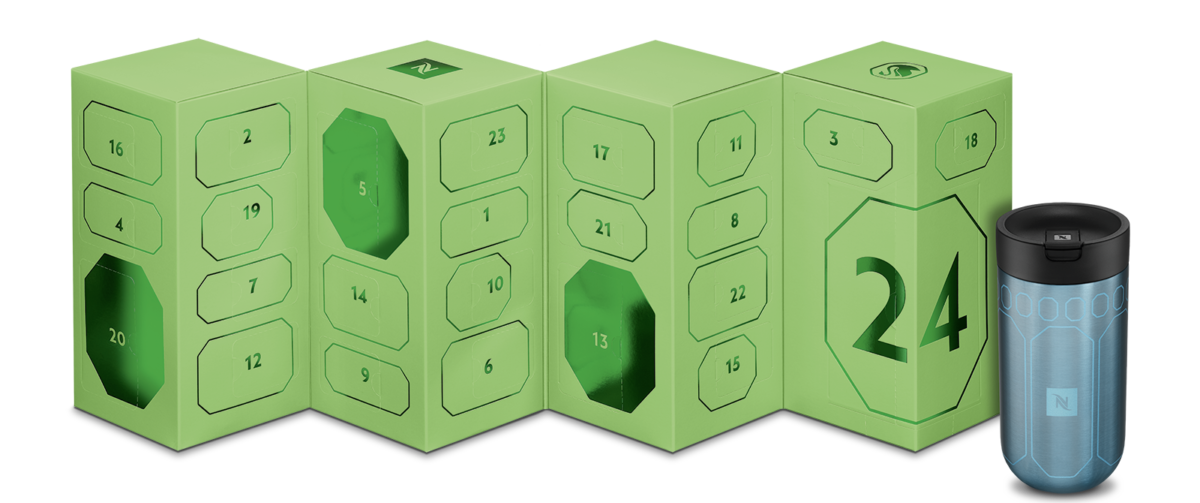 Nespressos adventskalender 2026 innehåller både kaffe och andra goda ting.